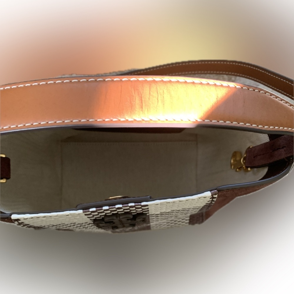 Tory Burch McGraw NWOT $378.00 Retail Woven Plaid Small Bucket Bag - Picture 6 of 11